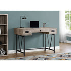 Monarch I 7414 Wood Grain with Black Metal Computer Desk - Taupe-2 side drawers on metal glides accented with trendy black metal pulls