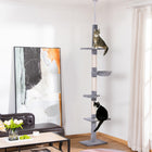 PawHut 102" 5-Tier Floor-to-Ceiling Cat Tree with Scratching Post - Grey-90.5''-102.25'' adjustable height, can be secured to the ceiling using the included tension rod for added safety 