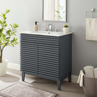 Modway Render 30" Bathroom Vanity Cabinet - Grey/White-Soft-Close Doors