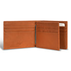 Champs Denim Leather Center Wing Wallet - Tan/Blue-Double Bill compartment