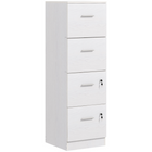 HOMCOM 4 Drawer Lockable Vertical Filing Cabinet - White-4 file drawers with adjustable hanging bars for A4 and letter files 