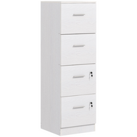 HOMCOM 4 Drawer Lockable Vertical Filing Cabinet - White-4 file drawers with adjustable hanging bars for A4 and letter files 