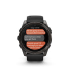 Garmin fēnix 8 - AMOLED Outdoor Recreation/Adventure Watches - 51 mm - AMOLED Sapphire, Carbon Gray DLC Titanium with Black/Pebble Gray Silicone Band-Off-grid voice command feature lets you access select watch controls even without a smartphone connection