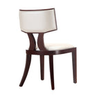 Manhattan Comfort Pulitzer 18.1" Traditional Faux Leather Upholstered Dining Chairs - Pearl White and Walnut - Set of 2-Weight Capacity: 350 lb. Seat Height: 18.1"