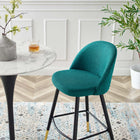 Modway Cordial Fabric Bar Stools - Teal - Set of 2-Non-Marking Foot Caps