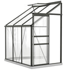 Outsunny 6' x 4' Aluminium Lean-to Greenhouse with Adjustable Roof Vent - Dark Grey- Lean-to-wall greenhouse with spacious design for growing flowers, vegetables, and fruits  
 