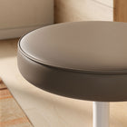 Modway Lippa Vegan Leather Round Stool - Mushroom Brown-Glossy White Finish