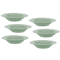 Casa Domani Florence Sage Rim Soup Plate - 23cm - 6 Pack-Made of Porcelain featuring a delicate embossed pattern on scalloped profile.