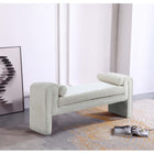 Manhattan Comfort Concord 59" Modern Chenille Upholstered Bench - Ivory-Frame Made of Kiln Dried Pine Wood with Dowelled Joints and Reinforced Corners
