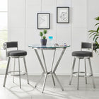 Armen Living Roman 26" Counter Height Swivel Bar Stool in Grey Faux Leather & Brushed Stainless Steel-20" L x 20" W x 34" H