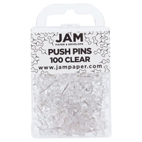 JAM Paper Colourful Push Pins - Clear - 100 Pack-Plastic Head Thumb Tacks | Colour: Clear