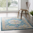 Modway Success Anisah Distressed Floral Vintage Medallion Area Rug - 4 ft W x 6 ft L - Blue Ivory Yellow Orange-Tight Low Pile Weave