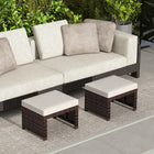 Outsunny Wicker Outdoor Ottoman with Removable Cushions - Khaki-Plastic wicker outer offers a chic look and weather resistance