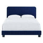 Modway Celine Channel Tufted Performance Velvet Twin Bed - Navy-Performance Velvet Upholstery