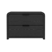 Manhattan Comfort Grace 28" Modern 2-Drawer Nightstand - Black-Clean-lined nightstand crafted from manufactured wood for a warm, modern bedroom look