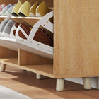 HOMCOM Shoe Cabinet with 4 Flip Drawers - Natural Wood-Non-slip foot pads protect your floor from scratches