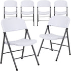 Flash Furniture HERCULES Granite Plastic Folding Chair with Charcoal Frame - White-White plastic folding Chairs with metal frame