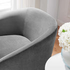 Modway Series Performance Velvet Fabric Swivel Chair - Grey-Powder-Coated Iron Swivel Base