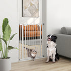 PawHut 36" Pet Gate with Walk Through Door - White-The door can be closed automatically when its opening angle is less than 90°, and stay open when it goes over 90°(can't close when is less than 15°)
