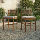 Modway Eleni Outdoor Teak Wood Counter Stools 2-Piece Set - Natural/Sail-Removable Cushions