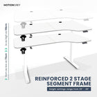 MotionGrey Ergo2 XL Adjustable Right L-Shaped Standing Desk with Memory Settings - 63" x 24" - White Top - White Frame-Supports Up to 80 kg - The Motion standing frame is reinforced with thickened steel tubing and strengthened base plates, providing a sturdy and durable platform even at the highest height setting