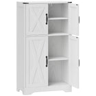 HOMCOM 23.6" L Farmhouse Kitchen Pantry Cabinet - White Wood Grain-Barn door design and black corner accents add farmhouse charm