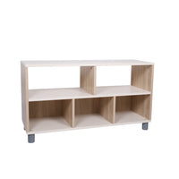 Beleduc Furniture - Palermo Top Open Back 5-Cube 2-Layer Classroom Wooden Shelf - Natural Grain-2 layer half open back 5 compartment cabinet