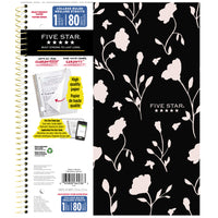 Five Star Floral Silhoutte 1-Subject Notebook - 11" H x 8-1/2" W - 160 Pages-80 college ruled sheets that are ink bleed resistant.