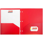 JAM Paper Heavy Duty 2-Pocket Presentation Folders - Red - 6 Pack-Quantity: 6 Folders per Pack | One for each subject & project