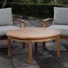 Modway Marina Outdoor Patio Teak Round Coffee Table - Natural-Richly textured wood graining