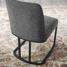 Modway Amplify Sled Base Upholstered Fabric Dining Side Chair - Black/Charcoal-Assembly Required