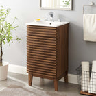 Modway Render 18" Bathroom Vanity Cabinet - Walnut/White-Adjustable Storage Shelf