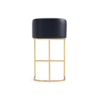 Manhattan Comfort Louvre 21" Mid-Century Modern Leatherette Upholstered Barstool - Black and Titanium Gold - 3 Pack-20" L x 20" W x 40" H
