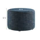 Modway Callum Large 23" Round Woven Heathered Fabric Upholstered Ottoman - Heathered Weave/Azure-Dense Foam Padding