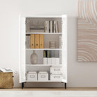 Manhattan Comfort Abbey 31.5" Modern Décor Cabinet - White - Set of 2-Sleek, Handle-Free Doors for a Clean, Uncluttered Look