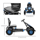 Aosom Kids Pedal Go Kart with Adjustable Seat and Shock Absorption - Blue-Handbrake, freewheel, and reverse, making it simple to use 