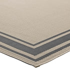 Modway Rim Solid Border Indoor/Outdoor Area Rug - 5 ft W x 8 ft L - Grey/Beige-Stain Resistant / Easy To Clean