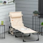 Outsunny Outdoor Lounge Chair - Folding Chaise Lounge - Beige-PP plastic feet are weather resistant and tough