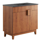 Modway Miles 36" Bathroom Vanity - Black/Walnut-Particleboard & Melamine Laminate