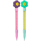 Merangue Flower Topper Pen with Beads-Novelty pens with smiling flower toppers