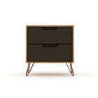 Manhattan Comfort Rockefeller 20.08" Mid-Century Modern 2-Drawer Nightstand 2-Piece Set - Nature/Textured Grey-11 Lb. Capacity per Drawer