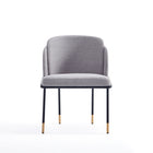 Manhattan Comfort Flor 22.83" Modern Twill Weave Upholstered Dining Chair - Grey-Front and Back Legs Elegantly Embellished with Elongated Gold Metal Ferrules