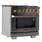 Kucht 36" KEG Series Pro Style Propane Ready Gas Range - Gemstone -Full Titanium Stainless Steel range with professional Gold handle will help you create the ultimate cooking experience