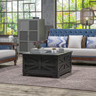 HOMCOM Coffee Table with Flip Top Hidden Storage - Black-Two flip-top lids can be opened for convenient storage