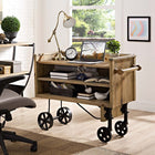 Modway Prevail Dining Stand - Brown-Black Lacquered Steel Wheels
