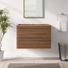 Modway Render 30" Wall-Mount Bathroom Vanity Cabinet - Walnut-Drywall Friendly Mounting Cleat