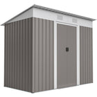 Outsunny Metal Outdoor Storage Shed with Sliding Doors - 7' x 4' - Light Grey-Ample storage space 