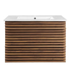 Modway Render 30" Wall-Mount Bathroom Vanity - Walnut/White-Ceramic Sink Basin