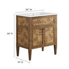 Modway Elysian 30" Wood Bathroom Vanity - White/Brown-Ceramic Sink Basin