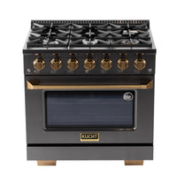 Kucht 36" KED Series Pro Style Propane Ready Dual Fuel Range - Gemstone-Cook and bake like a pro with the extra-large convection oven featuring 4.2 cu ft of capacity, a 5-rack configuration, and an extra-large oven window